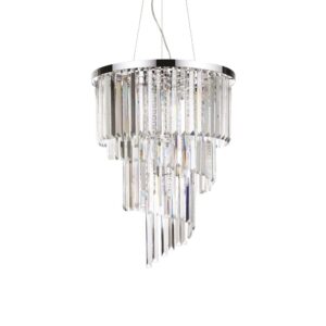 Полилей Ideal Lux Carlton SP12 166247 с хромирано покритие и прозрачни кристали