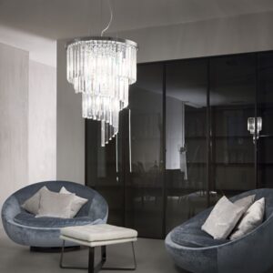Полилей Ideal Lux Carlton SP12 с хромирано тяло в интериор с кресла