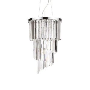 Полилей Ideal Lux Carlton SP8 117737 с хромирано покритие и прозрачни кристали