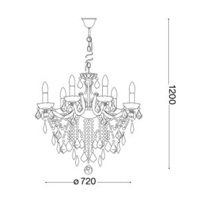 Официална схема с размерите на Ideal Lux Florian SP12 035611 в милиметри