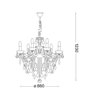 Ideal Lux Florian SP18 075181 - схема с размери Официална схема с размерите на Ideal Lux Florian SP18 075181 в милиметри