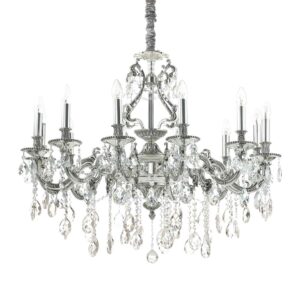 Полилей Ideal Lux Gioconda SP12 164953 със сребристо покритие и прозрачни кристали