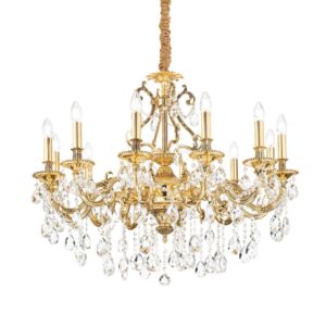 Полилей Ideal Lux Gioconda SP12 164960 със златисто покритие и прозрачни кристали