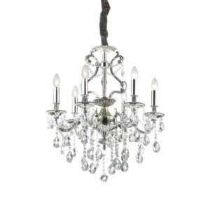 Полилей Ideal Lux Gioconda SP6 044927 със сребристо покритие и прозрачни кристали