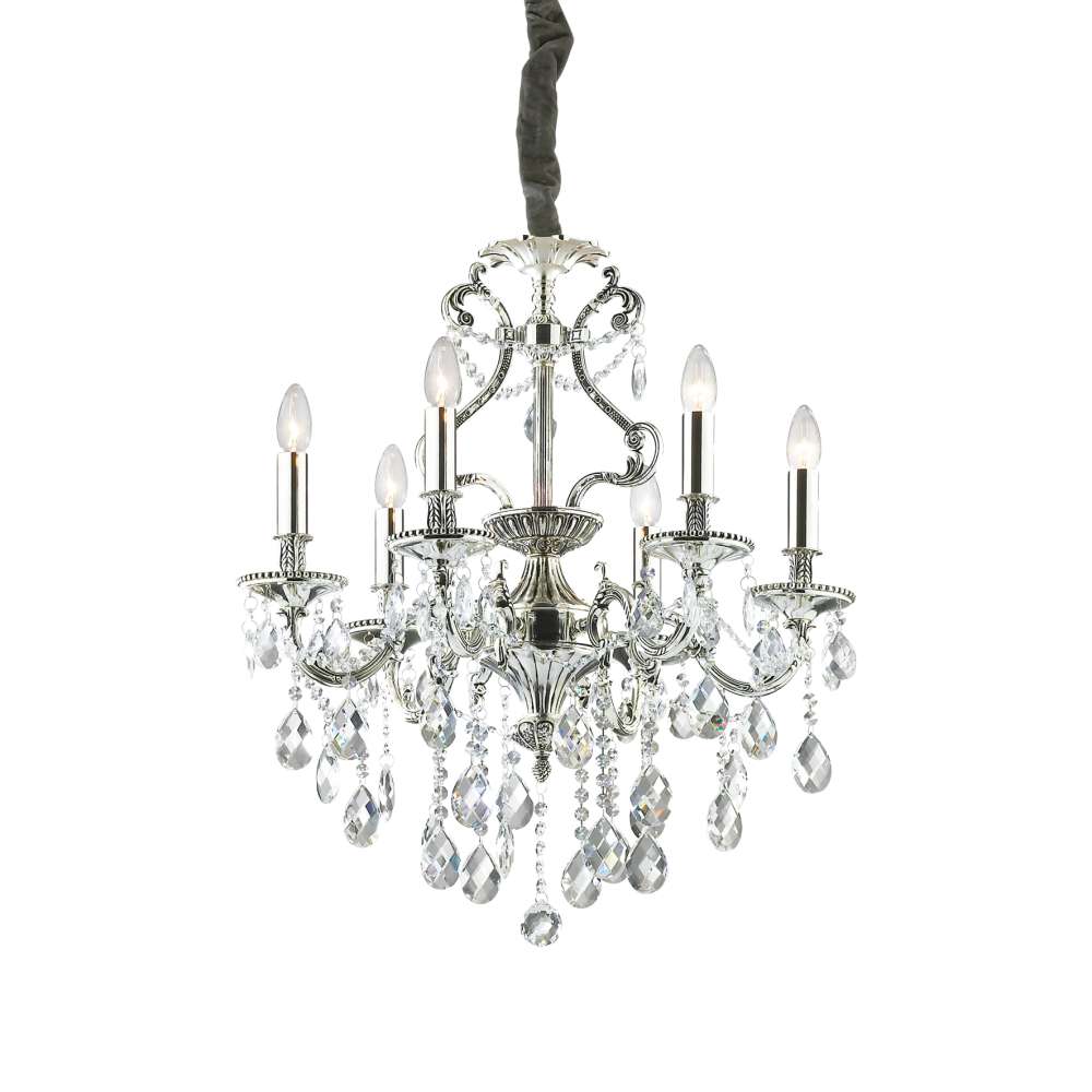 Полилей Ideal Lux Gioconda SP6 044927 със сребристо покритие и прозрачни кристали