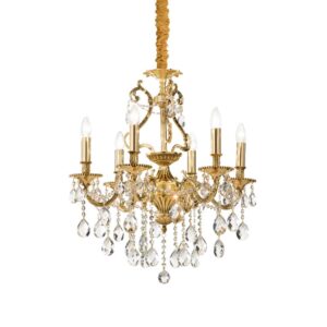 Полилей Ideal Lux Gioconda SP6 060507 със златисто покритие и прозрачни кристали