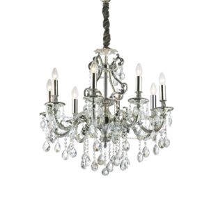 Полилей Ideal Lux Gioconda SP8 044934 със сребристо покритие и прозрачни кристали
