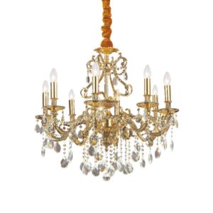 Полилей Ideal Lux Gioconda SP8 060514 със златисто покритие и прозрачни кристали