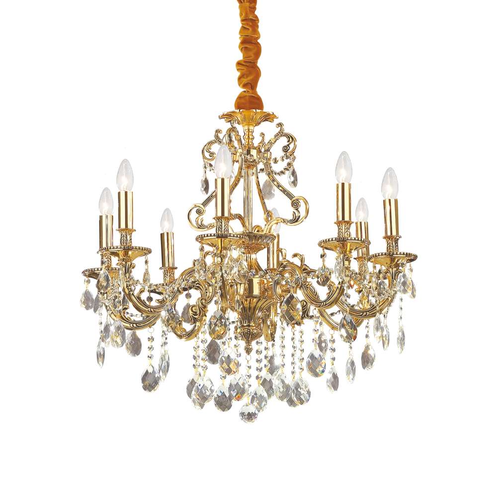 Полилей Ideal Lux Gioconda SP8 060514 със златисто покритие и прозрачни кристали