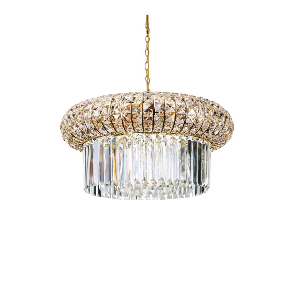 Кристален полилей Ideal Lux Nabucco SP12 237794 12хE14 Ø60 см златист - изглед на продукта на бял фон