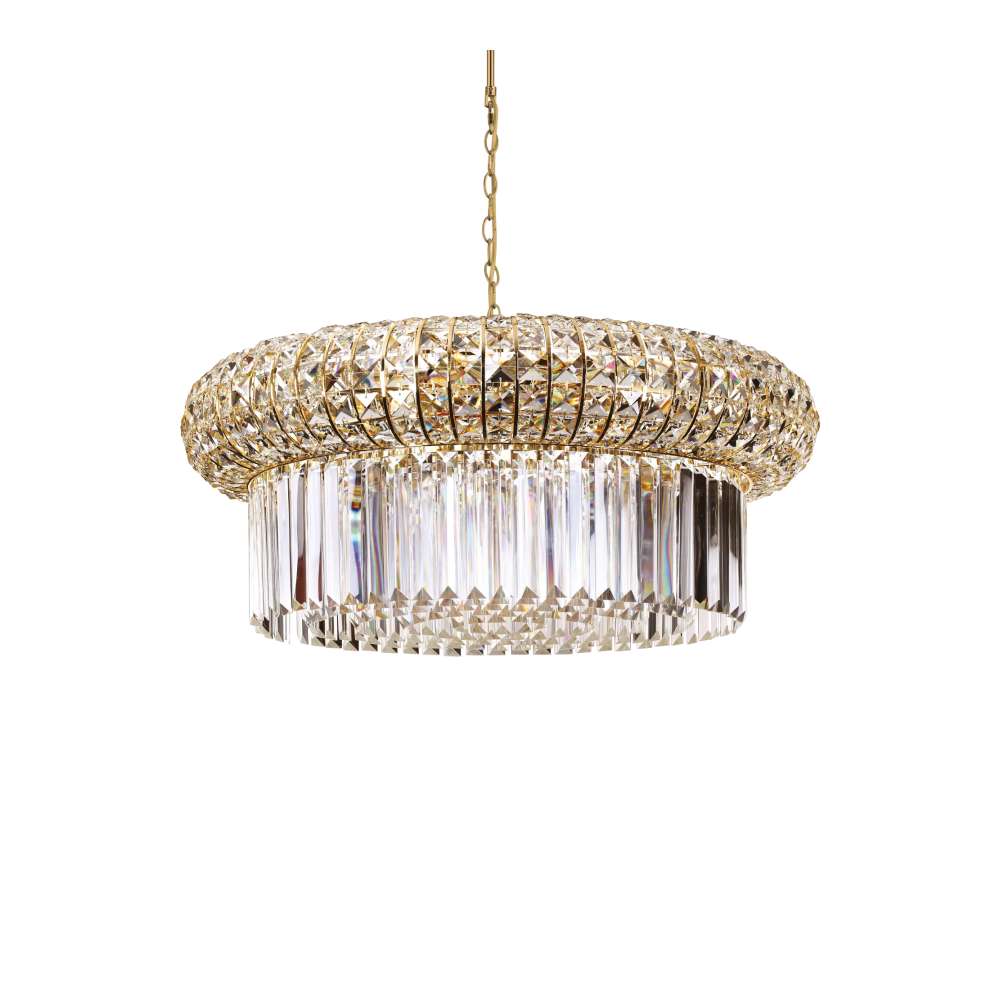 Кристален полилей Ideal Lux Nabucco SP16 237800 16хE14 Ø70 см златист - изглед на продукта на бял фон