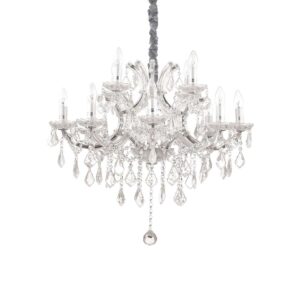 Кристален полилей Ideal Lux Napoleon SP12 167251 12хE14 Ø74 см хром - основен изглед