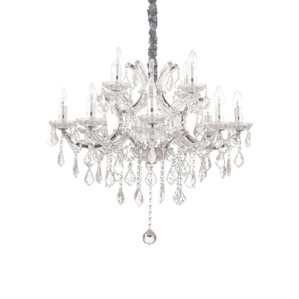 Кристален полилей Ideal Lux Napoleon SP12 167251 12хE14 Ø74 см хром - основен изглед