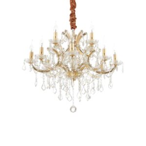 Кристален полилей Ideal Lux Napoleon SP12 167404 12хE14 Ø74 см златист - основен изглед