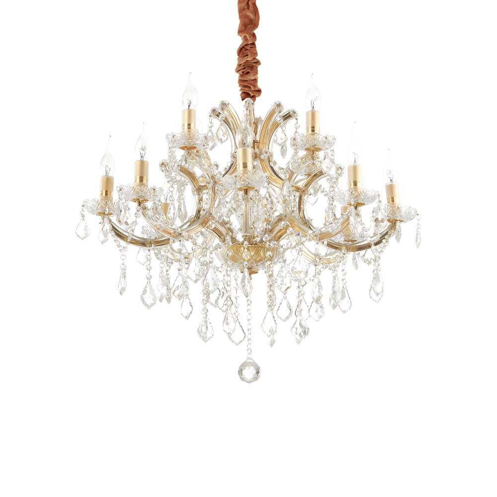 Кристален полилей Ideal Lux Napoleon SP12 167404 12хE14 Ø74 см златист - основен изглед