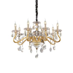Кристален полилей Ideal Lux Negresco SP8 087764 8хE14 Ø73,5 см златист - основен изглед