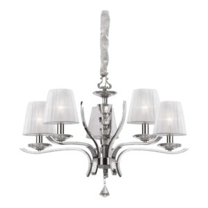 Кристален полилей Ideal Lux Pegaso SP5 066448 5хE14 Ø72 см хром - продуктова снимка