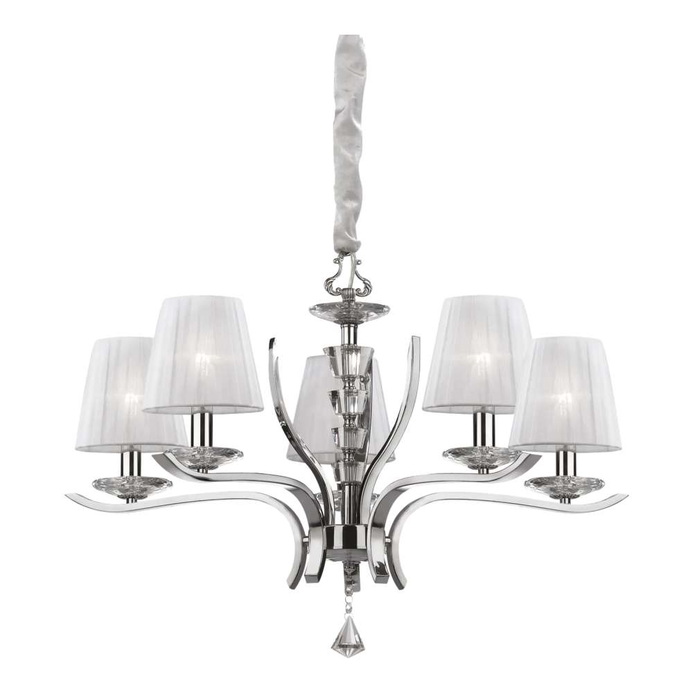 Кристален полилей Ideal Lux Pegaso SP5 066448 5хE14 Ø72 см хром - продуктова снимка
