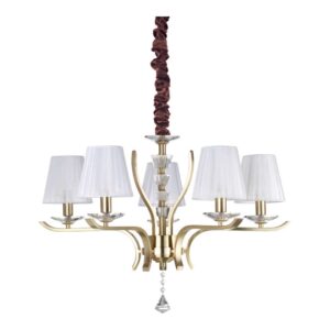 Кристален полилей Ideal Lux Pegaso SP5 197722 5хE14 Ø72 см месинг - продуктова снимка