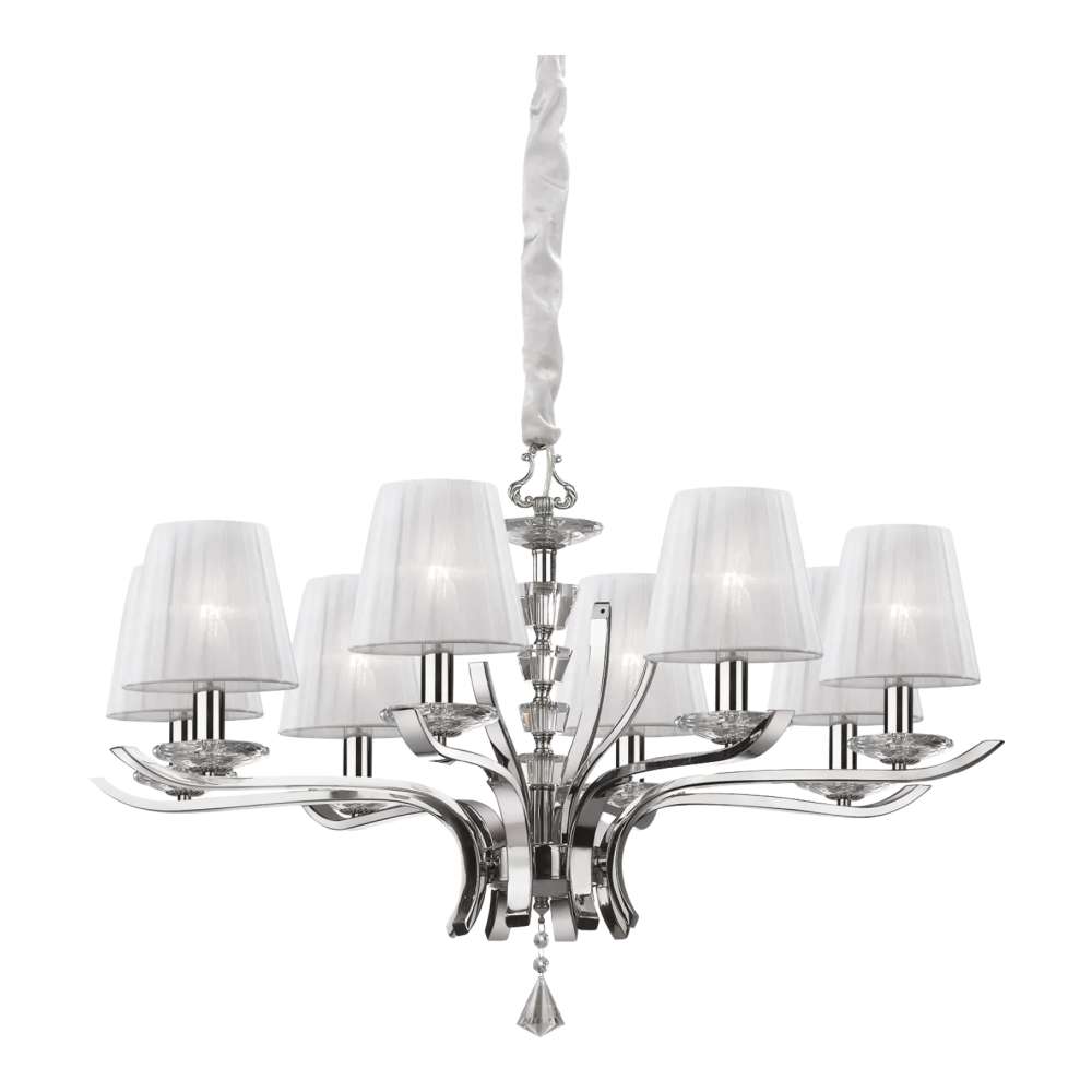 Кристален полилей Ideal Lux Pegaso SP8 059242 8хE14 Ø76 см хром - продуктова снимка