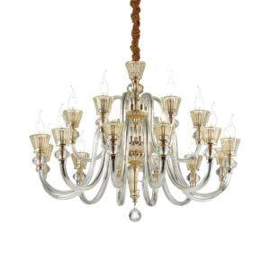 Кристален полилей Ideal Lux Strauss SP18 140629 18хE14 Ø85 см златист - основен изглед