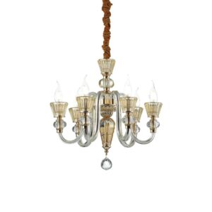 Кристален полилей Ideal Lux Strauss SP6 140605 6хE14 Ø50,5 см златист - основен изглед