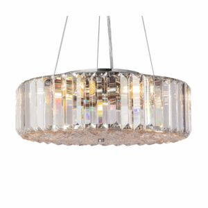 Кръглото тяло на полилей Maytoni Recinto MOD080CL-06CH с прозрачни правоъгълни кристални елементи