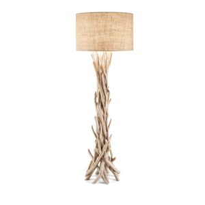 Лампион Ideal Lux Driftwood PT1 148939 с естествени дървени клони и бежов цилиндричен абажур Ø55 см