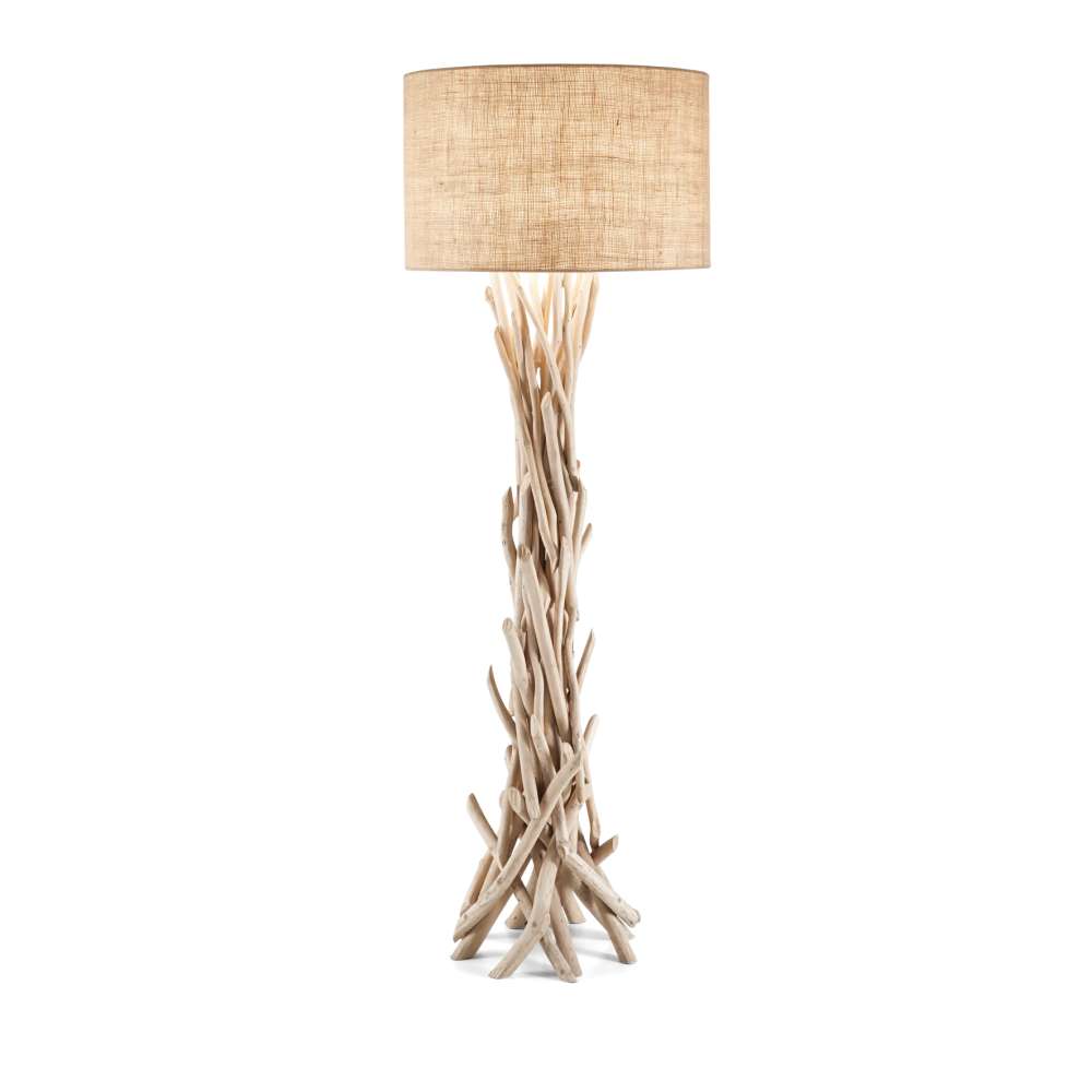 Лампион Ideal Lux Driftwood PT1 148939 с естествени дървени клони и бежов цилиндричен абажур Ø55 см