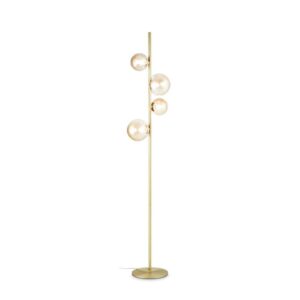 Ideal Lux Perlage PT04 317816 - лампион с кехлибарено стъкло и метал в цвят месинг, общ изглед