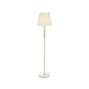 Лампион Ideal Lux Queen PT1 077765 с кристална основа и бяло-златист абажур на бял фон