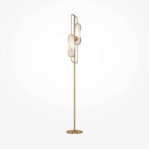 Лампион Maytoni Marmo MOD099FL-02G с две продълговати алабастрови плочи и месингова метална стойка