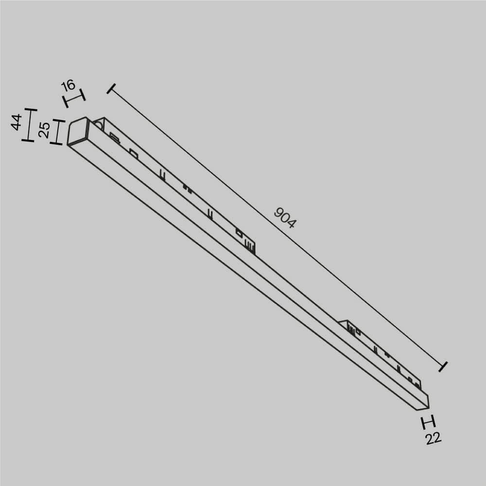 Линейна LED лампа Maytoni Exility Basis TR030-4-30WTW-DD2-B, черна, схема с размери