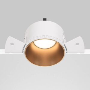 Луна за вграждане Maytoni Share DL051-01-GU10-RD-WMG GU10 Ø14 см бяла със златист рефлектор - общ изглед с монтажните елементи