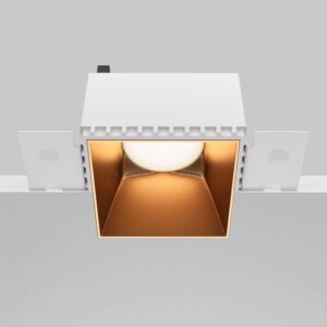 Луна за вграждане Maytoni Share DL051-01-GU10-SQ-WMG GU10 бяла със златист рефлектор - общ изглед с монтажните елементи