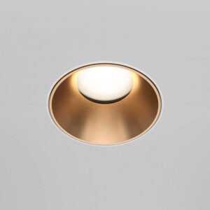 Луна за вграждане Maytoni Share DL051-U-2WMG GU10 Ø10,2 см бяла със златист рефлектор - изглед след монтаж