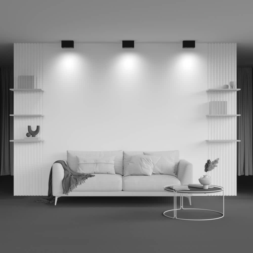 Луна за повърхностен монтаж Maytoni Atom C017CL-02B 2хGU10 черна - интериор с модела
