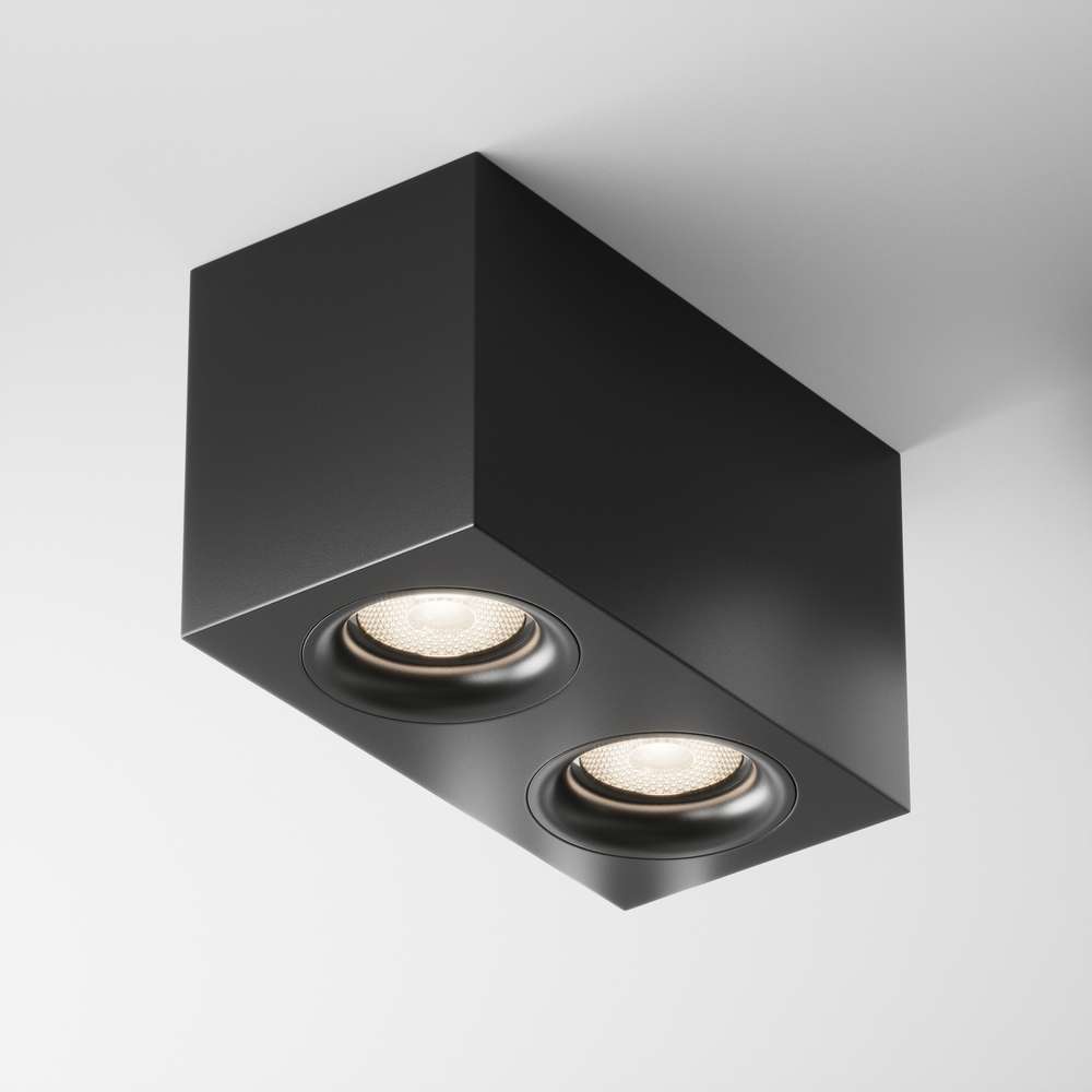 Луна за повърхностен монтаж Maytoni Slim C013CL-02B 2хGU10 черна - общ изглед на двойната луна