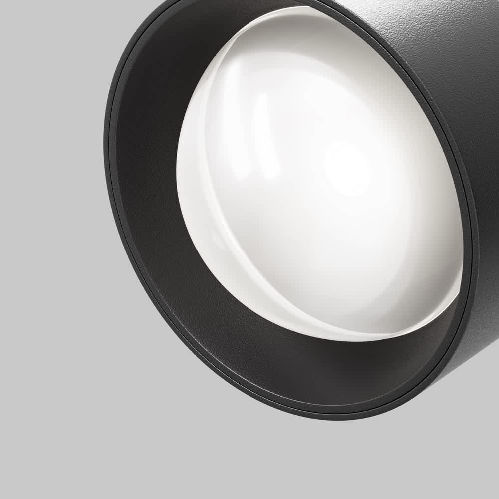 Черен магнитен LED спот Maytoni Lens TR217-4-15WTW-DD-B, детайл на оптичната леща