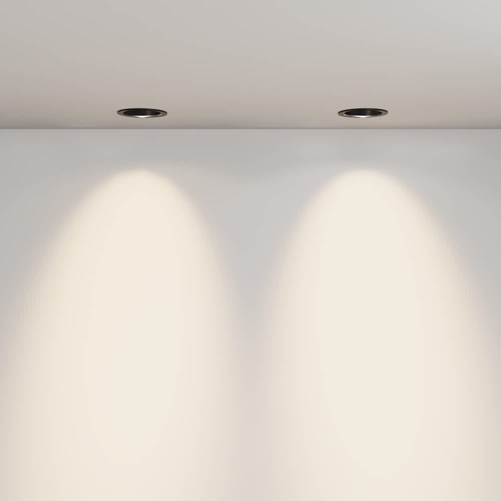 Черна LED луна Maytoni Lens DL105-12W3K-B, светлинно разпределение върху стена