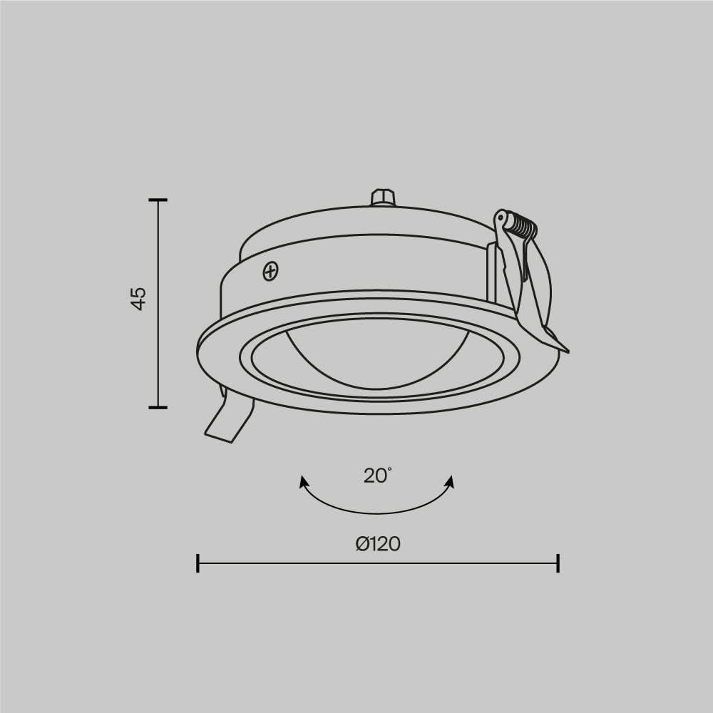 Черна LED луна Maytoni Lens DL105-12W3K-B, схема с размери