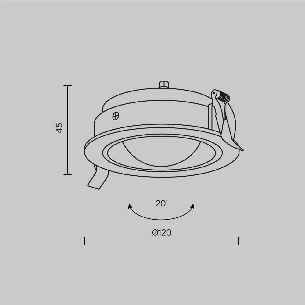 Бяла LED луна Maytoni Lens DL105-12W3K-W, схема с размери