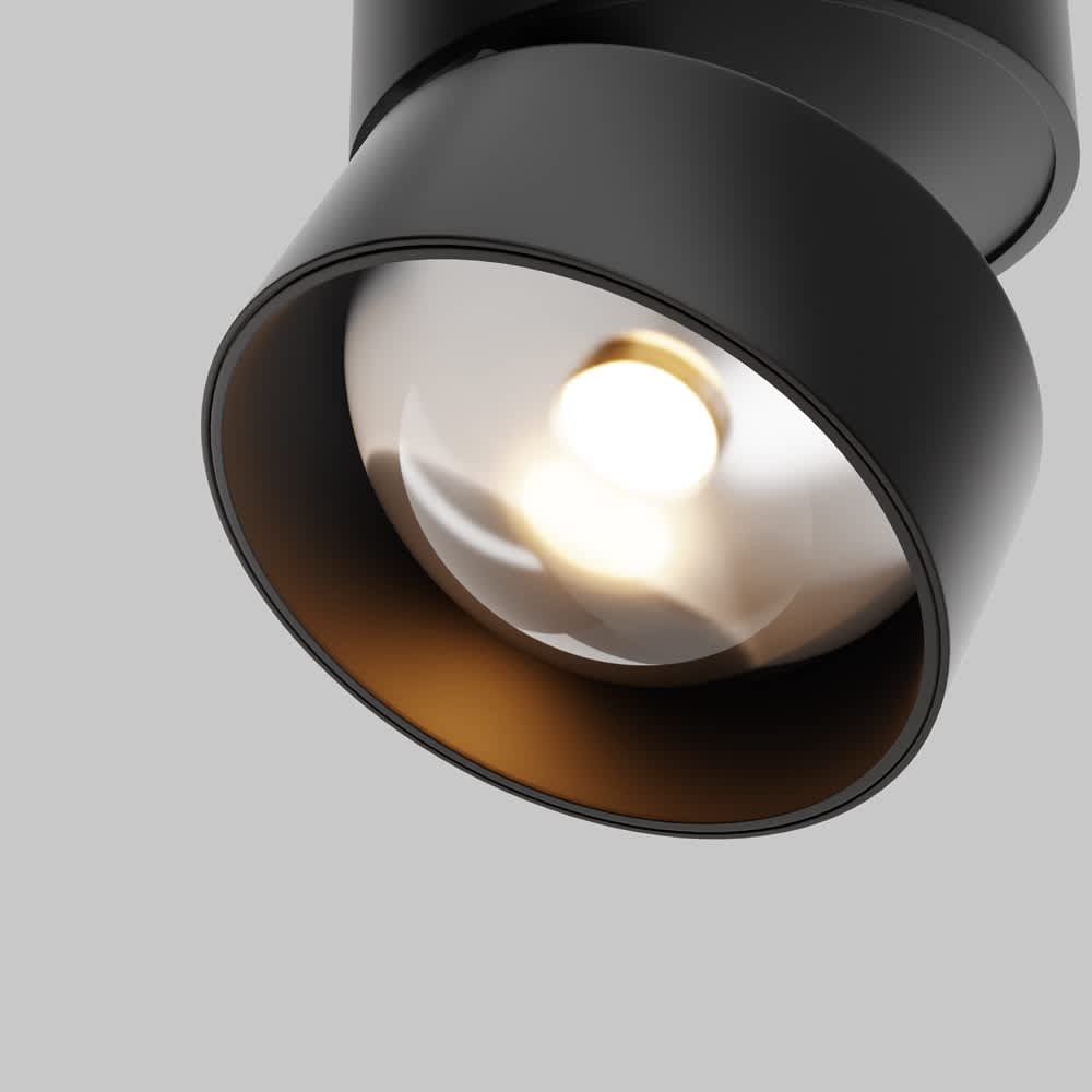 Черна LED луна Maytoni Lens C220CL-12W3K-B, детайл на оптичната леща