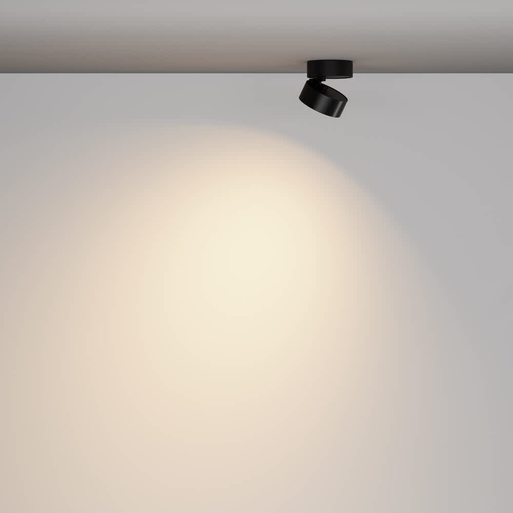 Черна LED луна Maytoni Lens C220CL-12W3K-B, пример за насочено осветление