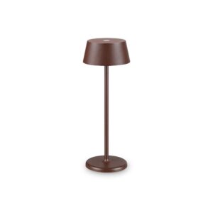 Настолна LED лампа Ideal Lux Pure TL 311661 1,5W 3000K Ø11,5 см кафява с акумулатор - изглед на бял фон
