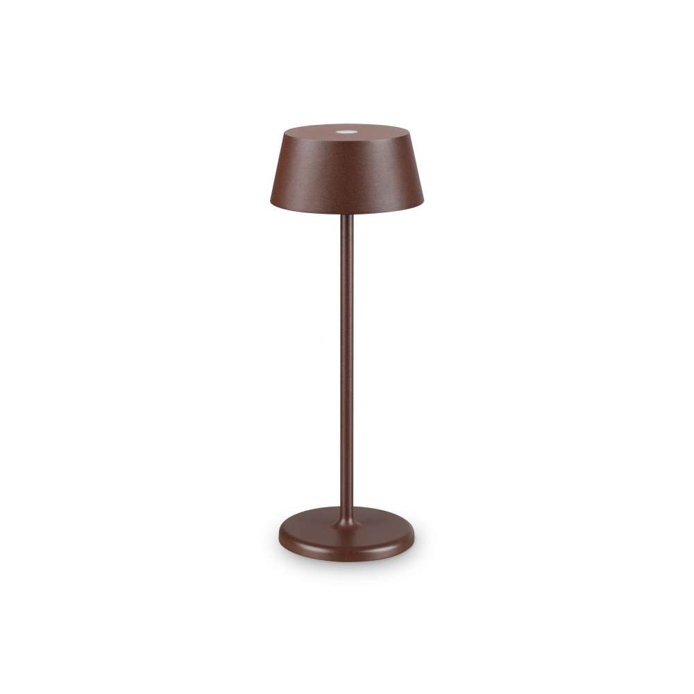 Настолна LED лампа Ideal Lux Pure TL 311661 1,5W 3000K Ø11,5 см кафява с акумулатор - изглед на бял фон