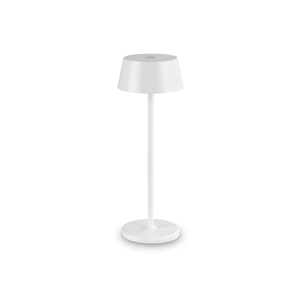 Настолна LED лампа Ideal Lux Pure TL 311685 1,5W 3000K Ø11,5 см бяла с акумулатор - изглед на бял фон
