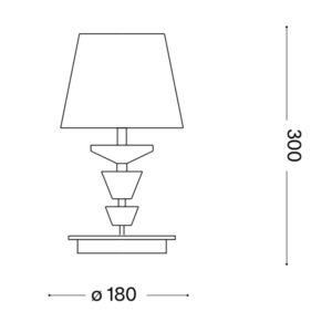 Схема с размери на Ideal Lux Pegaso TL1 Small 059266 с диаметър 18 см и височина 30 см