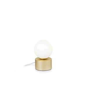 Ideal Lux Perlage TL01 292458 - настолна лампа с бяло матирано стъкло и метал в цвят месинг, общ изглед