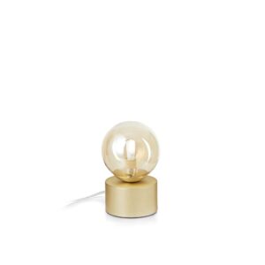 Ideal Lux Perlage TL01 317823 - настолна лампа с кехлибарено стъкло и метал в цвят месинг, общ изглед